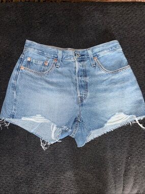 Levi's Light Blue Distressed Denim Jean Shorts